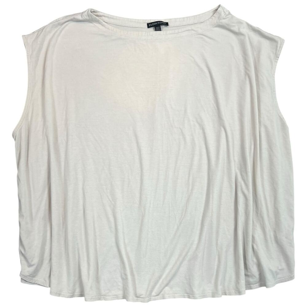 Eileen Fisher Light Gray Sleeveless Boxy Tank Top Minimalist Tencel Blend - XL